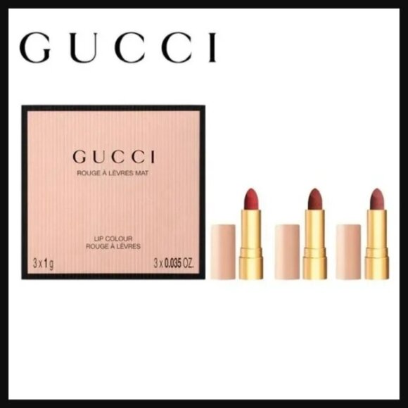 GUCCI Mini Matte Lipstick Set Luxe 3 Piece Collection Set NIB - Picture 2 of 5